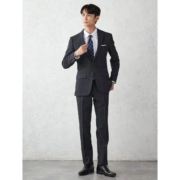 セレモニースーツ セットアップ 「WOOLY WASH SUIT」WEB限定スーツ「洗える/ウールライク」チェック グレー メンズ