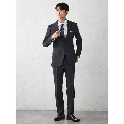 セレモニースーツ セットアップ 「WOOLY WASH SUIT」WEB限定スーツ「洗える/ウールライク」チェック グレー メンズ