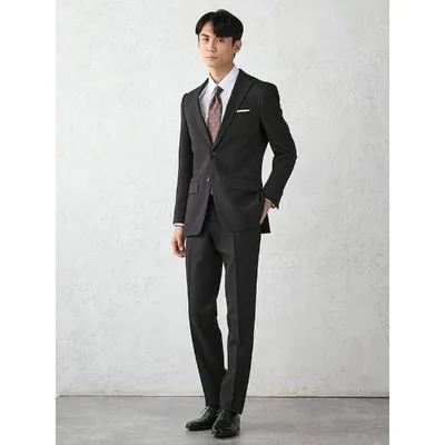 セレモニースーツ セットアップ 「WOOLY WASH SUIT」WEB限定スーツ「洗える/ウールライク」ストライプ グレー メンズ