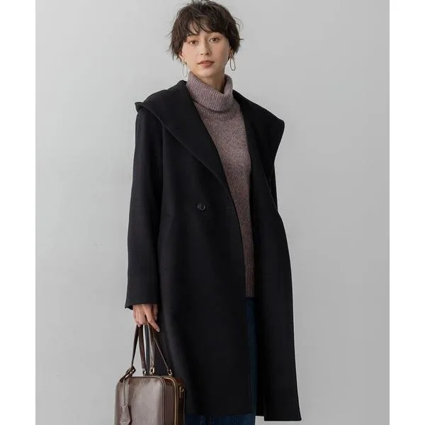 コート アウター ウールカシミヤビーバー フーデット コート レディース