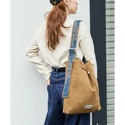 ショルダーバッグ バッグ 限定展開 OUTDOOR PRODUCTS × FREAK'S STORE/アウトドアプロダクツ 別注 スウェードタッチ 巾着 テープ バッグ レディース