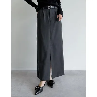 ロング スカート 「アルガンオイル加工」「低身長サイズ有」微起毛ツイルタイトスカート