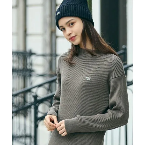 ラコステ ワンピース ローウエストリブニットドレス / フレアワンピース