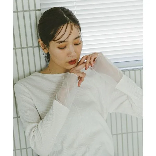 tシャツ Beauteeシアー切り替え長袖/587687 レディース