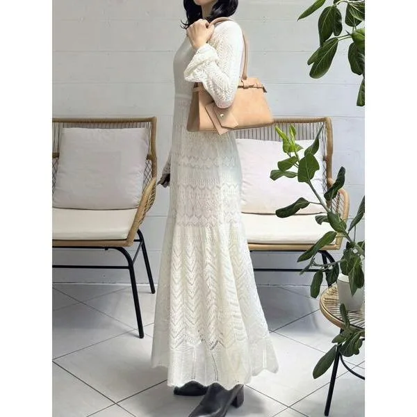 ワンピース モヘヤニットスカシアミワンピース