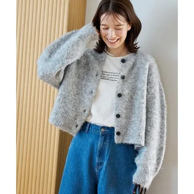 ニット セーター ブークレ 2way ミックスニットカーディガン「Youtube紹介アイテム」 レディース