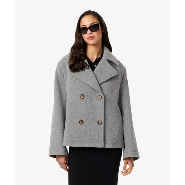 Lacoste Pea Coat P Coat Short Length Oversized Wool Blend P Coat Women's