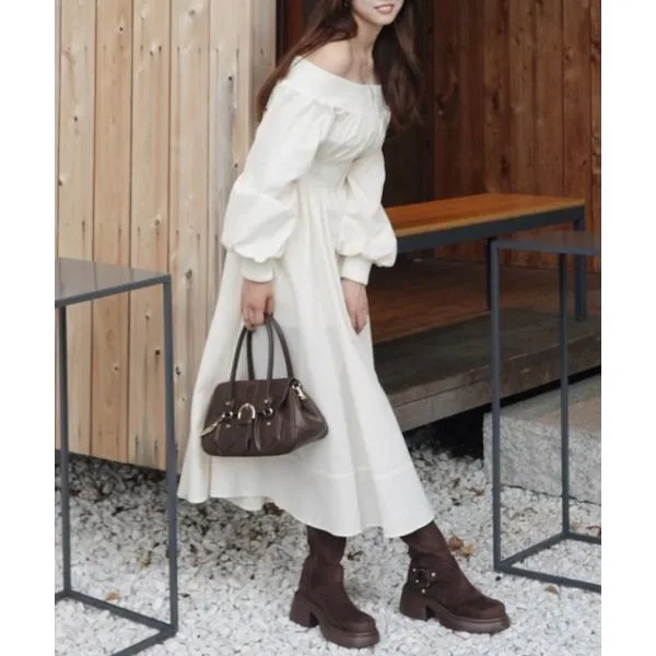 ワンピース MA-1オフショルロングスリーブワンピース 秋服 冬服
