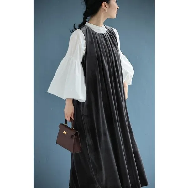 ワンピース 毎日服「革命」 ベロア調ワンピース