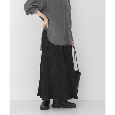 ロング スカート プリーツティアードスカート