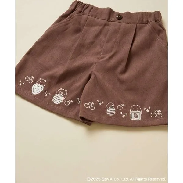 パンツ 「100-140」「a.v.v限定デザイン/刺繍のアート/後ろゴムで楽ちん」すみっコぐらし刺繍キュロット キッズ 子供服 女の子