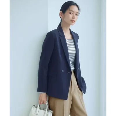 ジャケット テーラードジャケット 「size SHORTあり」パウドレ ダブル ジャケット ウォッシャブル ストレッチ レディース