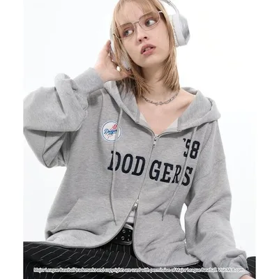 パーカー MLB/メジャーリーグベースボール 別注 ロゴ刺繍 オーバーサイズ ダブルジップパーカー メンズ レディース