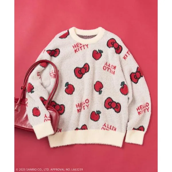 ニット セーター SANRIO/サンリオ 「HELLO KITTY」 シャギー リボン 総柄 ニット レディース