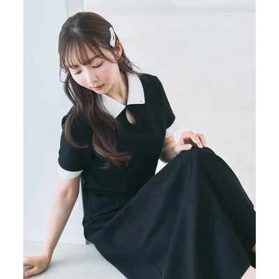 ワンピース 半袖 フロントホールポロワンピース
