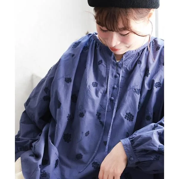Blouse Shirt Grape Color Embroidered Blouse Ladies