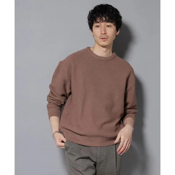 セーター ニット コットンMIXバルキーカノコクルーネックニット メンズ