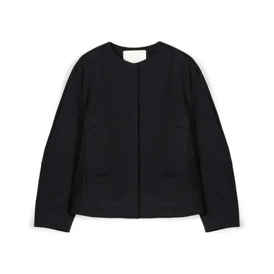 ジャケット ノーカラージャケット コットンアムンゼン バックペプラムジャケット レディース