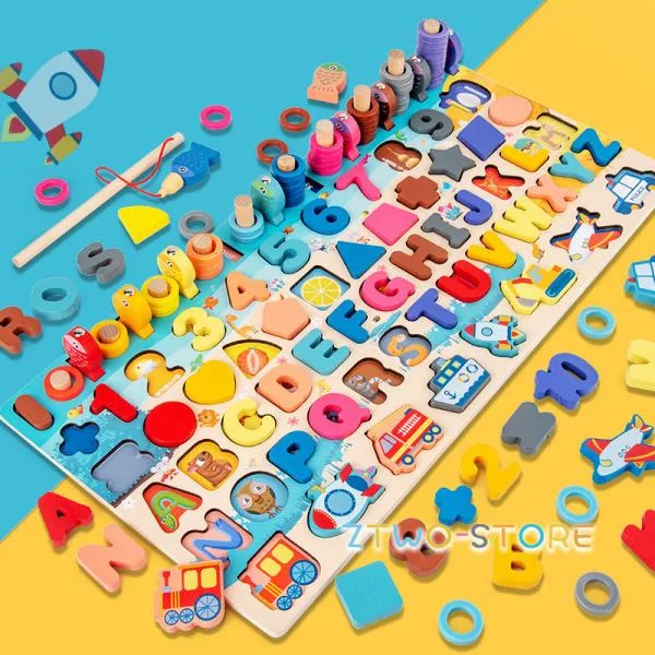 木製知育玩具 魚釣りゲーム マグネットおもちゃ 指先トレーニング 数字 果物 色遊び 3歳 4歳 男の子 女の子 誕生日プレゼント クリスマス 出産祝い