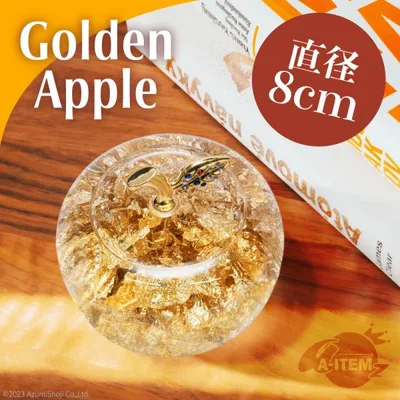 黄金 リンゴ ガラス 置き物 置物 金箔入り ゴールドアップル インテリア雑貨 縁起物 北欧雑貨 林檎 箱付き 風水 幸運 敬老の日 誕生日 贈り物 ギフト 金のリンゴ
