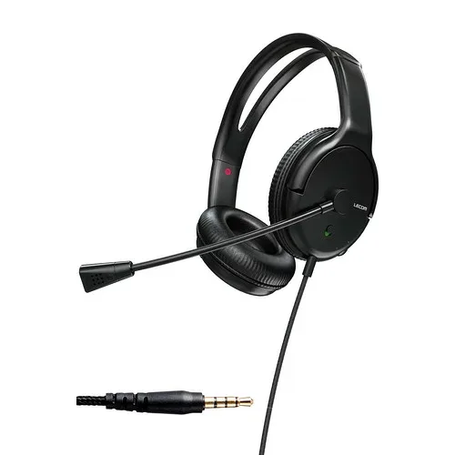 エレコム HS-HP07STBK ヘッドセット ヘッドホン 単一指向性 マイク付き 有線 3.5mm接続 ステレオ ノイズキャンセリング 両耳 オーバーヘッドタイプ ブラック