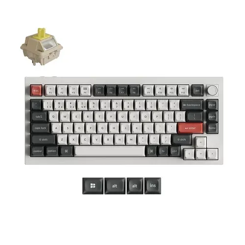 keychron Q1U-P4-US ワイヤレスメカニカルキーボード Q1 Ultra バナナ軸 英語配列 テンキーレス Windows Mac対応 ホワイト