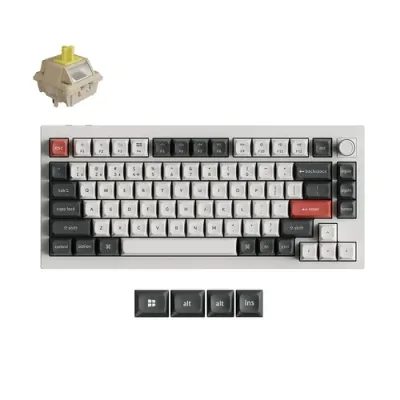 keychron Q1U-P4-US ワイヤレスメカニカルキーボード Q1 Ultra バナナ軸 英語配列 テンキーレス Windows Mac対応 ホワイト