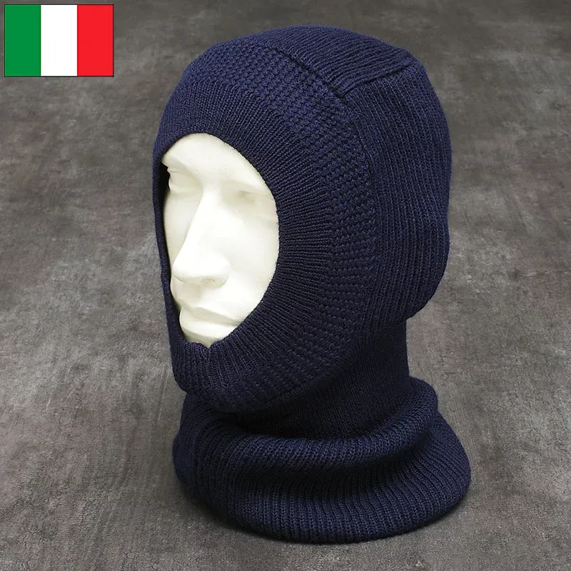 メール便可 イタリア軍 バラクラバ ウール ネイビー デッドストック HC088NN 目出し帽 防寒 保温 帽子 キャップ CAP 寒さ対策 実物ミリタリー 軍物 軍モノ 未使用品