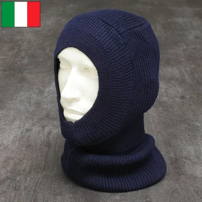メール便可 イタリア軍 バラクラバ ウール ネイビー デッドストック HC088NN 目出し帽 防寒 保温 帽子 キャップ CAP 寒さ対策 実物ミリタリー 軍物 軍モノ 未使用品