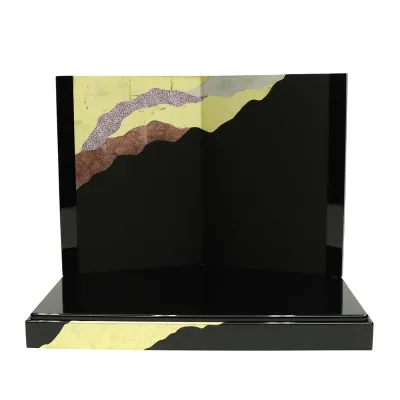 アウトレット品 インテリア 台屏風セット 70×16 道長 黒塗 金箔 幅70cm (25a-ya-0509) 雛人形 ディスプレイ 見切処分品