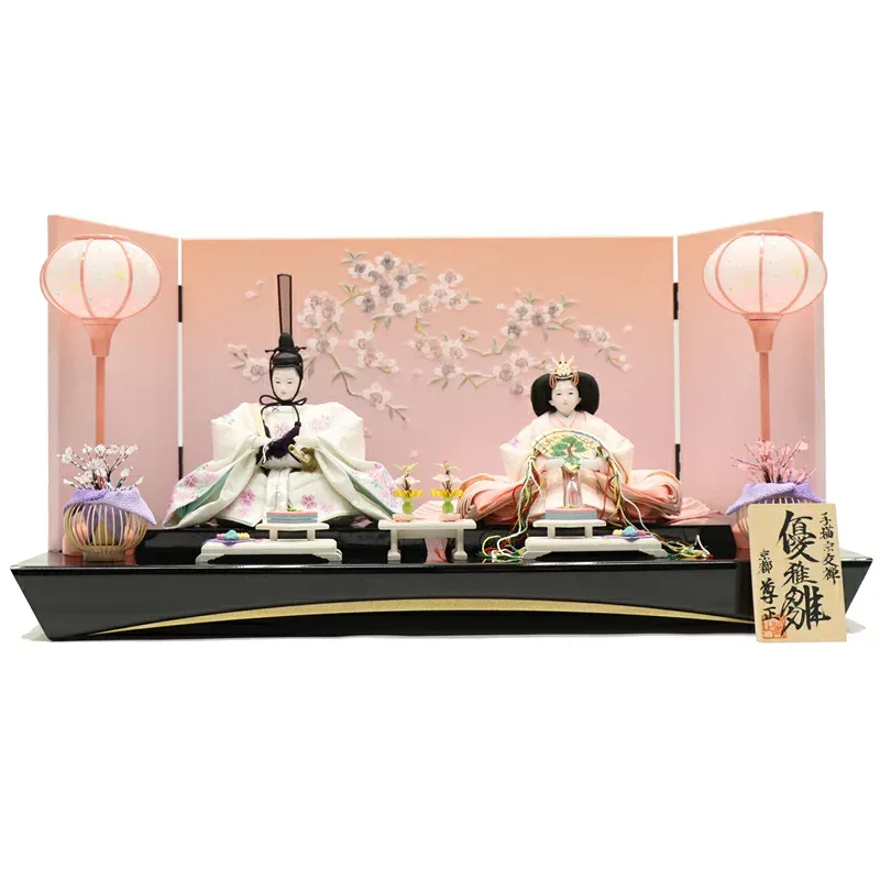 雛人形 親王平飾り さくら 尊正 京十一番 親王 手描京友禅ぼかし桜 古代桜屏風 2024-yg065 幅70cm 平飾 2人 ひな人形 お雛様 桃の節句 節句 お祝い インテリア