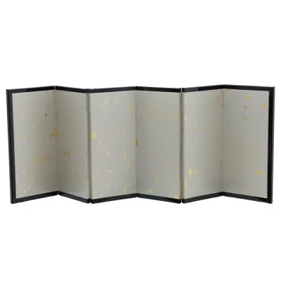 アウトレット品 屏風単品 六曲屏風 11号 グレー色 黒枠 レトロ アートスタンド 幅80cm (26a-ya-0825) インテリア ディスプレイ 見切処分品