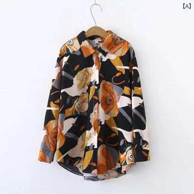 ブラウス レディース 長袖 プリント 花柄 シャツ トップス シフォン調 落ち感 スキッパーネック オフィス 通勤 通学 お出かけ シワになりにくい 動きやすい 華やか 体型カバー おしゃれ 普段着
