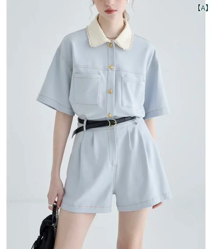 サロペット レディース オールインワン ショートパンツ つなぎ コンビネゾン ノースリーブ ショート丈 ワークスタイル 涼しい 通気性 ポケット付き ウエストマーク 体型カバー 着回ししやすい