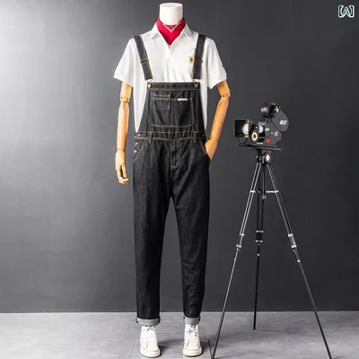 サロペット メンズ オールインワン オーバーオール デニム素材 ストレート ワイドパンツ つなぎ ジーンズ カジュアルウェア ワークスタイル ゆったりシルエット 動きやすい 作業着 通学 通勤 普段着