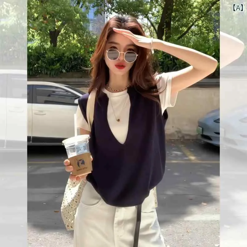 Tシャツ レディース 重ね着風 半袖 カットソー ショート丈 トップス ラウンドネック コットン素材 無地 ベーシック デイリー 動きやすい フィット感 カジュアル お出かけ 春夏 涼しい