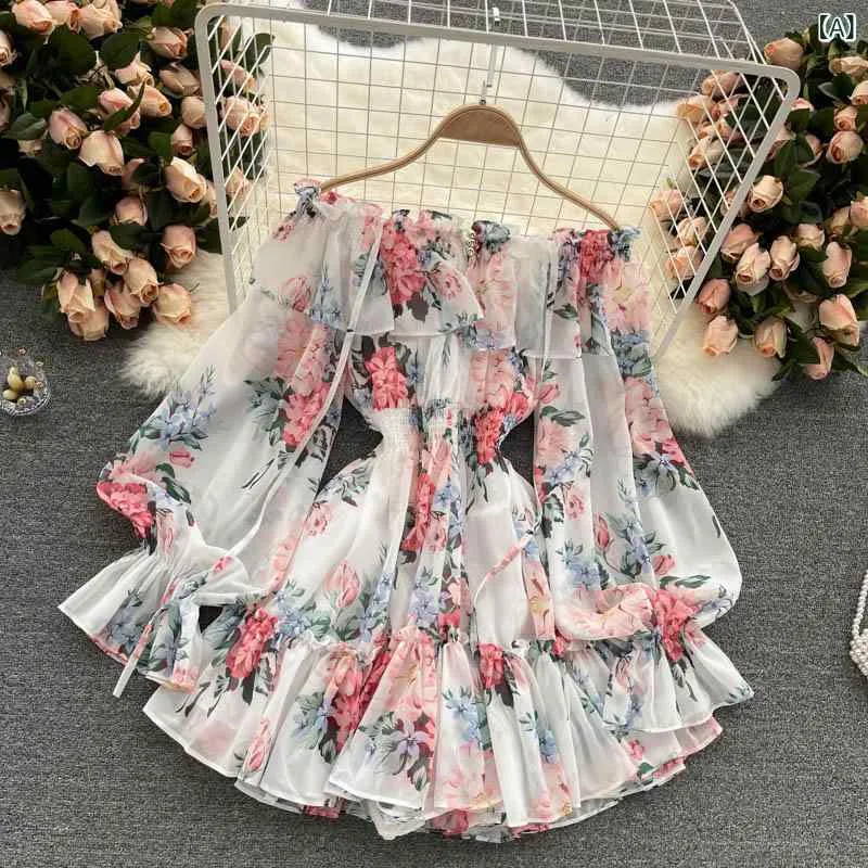 オールインワン レディース サロペット ショートパンツ シフォン素材 花柄 オフショルダー パフスリーブ 半袖 短パン ミニ丈 フリル 涼しい 動きやすい 海 リゾート 旅行 夏服