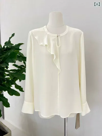 ブラウス レディース 長袖 シルク調 シャツ フリル トップス 無地 きれいめ 上品 プルオーバー オフィス 事務服 フォーマル お呼ばれ 卒園式 卒業式 入学式 仕事着 動きやすい シワになりにくい