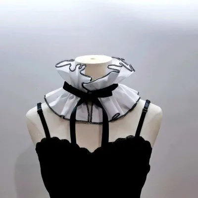 つけ襟 レディース フリル ハイネック 立ち襟 レース ホワイト ブラック 華やか 重ね着 インナー フォーマル カジュアル ブラウス風 アンティーク 舞台衣装 発表会 首元 隠し 宮廷風 シフォン ジョーゼット