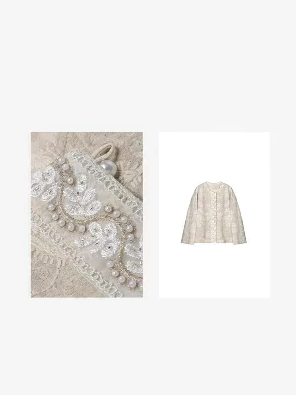 ジャケット レディース チャイナ風 刺繍 クルーネック 七分袖 ショート丈 レース ジャガード 花柄 羽織り お呼ばれ トップス ブラウス 結婚式 披露宴 パーティー 華やか 春夏 透け感 チャイナボタン