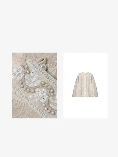 ジャケット レディース チャイナ風 刺繍 クルーネック 七分袖 ショート丈 レース ジャガード 花柄 羽織り お呼ばれ トップス ブラウス 結婚式 披露宴 パーティー 華やか 春夏 透け感 チャイナボタン