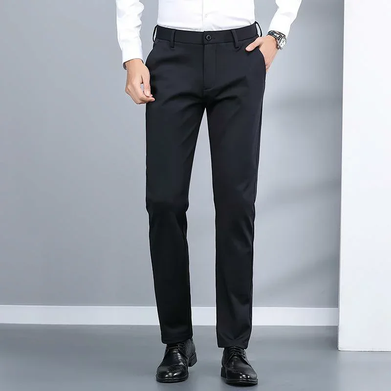 パンツ メンズ 秋冬 ビジネスカジュアル 伸縮性 シワ防止 イージーケア 親肌 ロング丈 スリムフィット 高級感 通勤用 普段使い 軽量