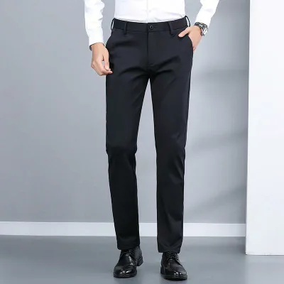 パンツ メンズ 秋冬 ビジネスカジュアル 伸縮性 シワ防止 イージーケア 親肌 ロング丈 スリムフィット 高級感 通勤用 普段使い 軽量