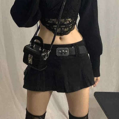 ミニスカート レディース デニムスカート プリーツスカート ショート丈 ハイウエスト 無地 Aライン シンプル カジュアル ポケット付き 美脚効果 着回し力抜群 デニムミニ丈ボトムス 春夏コーデ