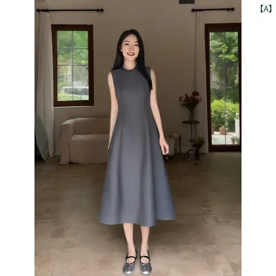 Dress, Women's, Sleeveless, A-line, Long Length, Waist Mark, Beautiful, Elegant, Body Covering, Clean, Simple, Basic, Standard, Adults, Neat, Long Dress, Maxi Dress, Plain, Relaxed