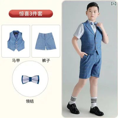 セットアップ 男児 チェック 格子柄 半袖 ハーフパンツ ベスト サスペンダー 上下セット ゆったり 大きめ カジュアル シンプル ベーシック 定番 おしゃれ きれいめ スタンダード