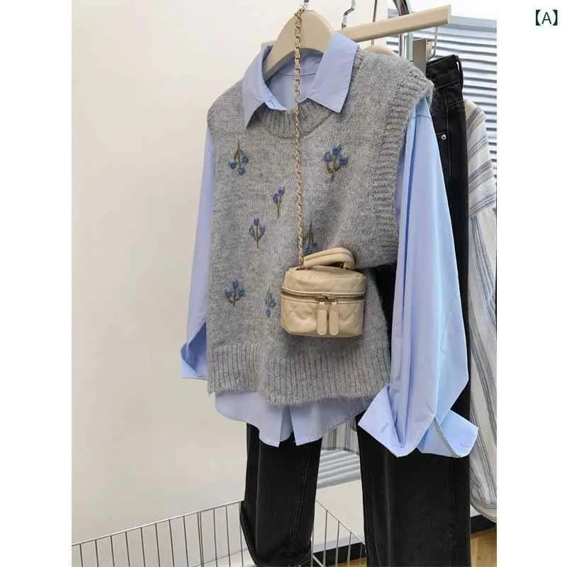 ニットベスト レディース 刺しゅう 花柄 クルーネック ショート丈 ノースリーブ 重ね着 カジュアル ガーリー かわいい フェミニン シンプル ベーシック スタンダード きれいめ ナチュラル おしゃれ