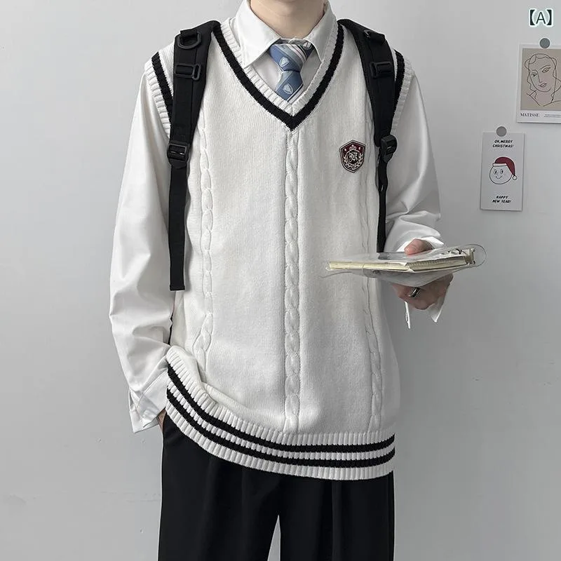 ニットベスト ユニセックス スクール 制服 シンプル ベーシック 定番 カジュアル リラックス スタイル 無地 重ね着 学生 通学 通勤 普段使い スタンダード きれいめ ナチュラル デイリー ノースリーブ プルオーバー 万能アイテム