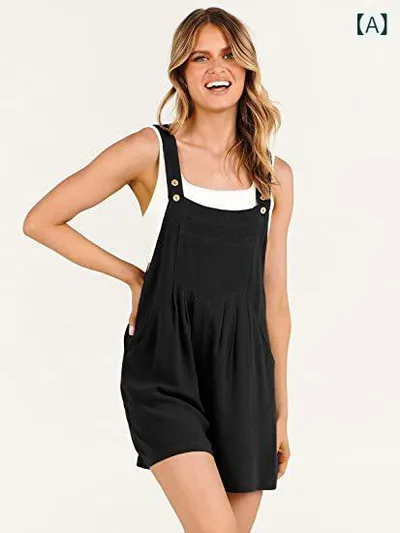 オールインワン レディース ショートパンツ ワイドパンツ 無地 ポケット付き シンプル カジュアル ゆったり ベーシック 定番 リラックス おしゃれ 大人 きれいめ スタンダード