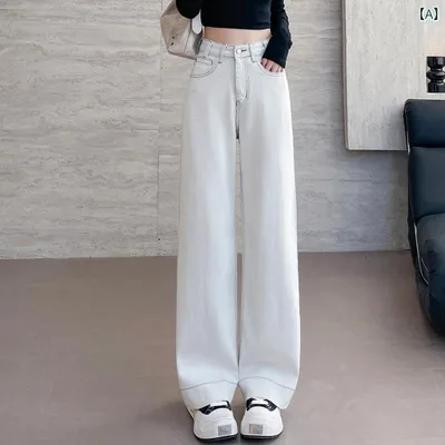 デニムパンツ レディース ハイウエストワイドパンツストレートロング丈 ゆったり薄手ボトムスジーパン シンプルベーシックカジュアル 定番スタンダードナチュラル シルエット無地パンツフルレングス